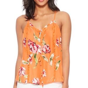 parker silk rubina floral tank orange magnolia